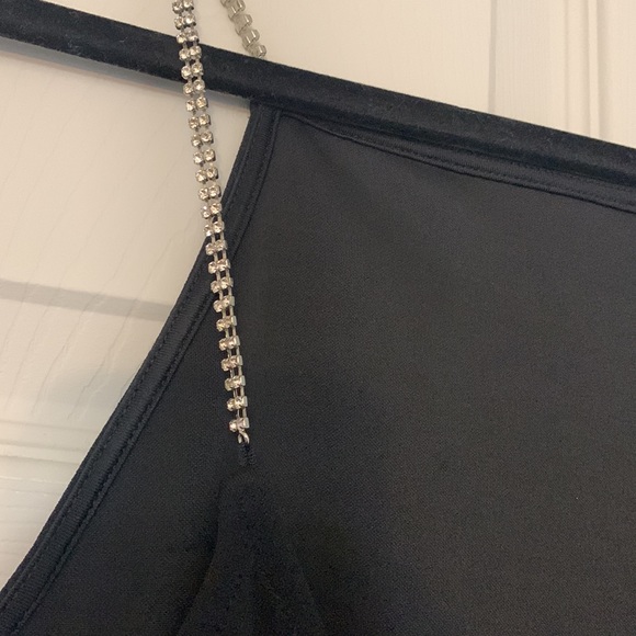 H&M Conscious Choice Little Black Dress with Rhinestone Straps size L - Picture 6 of 10